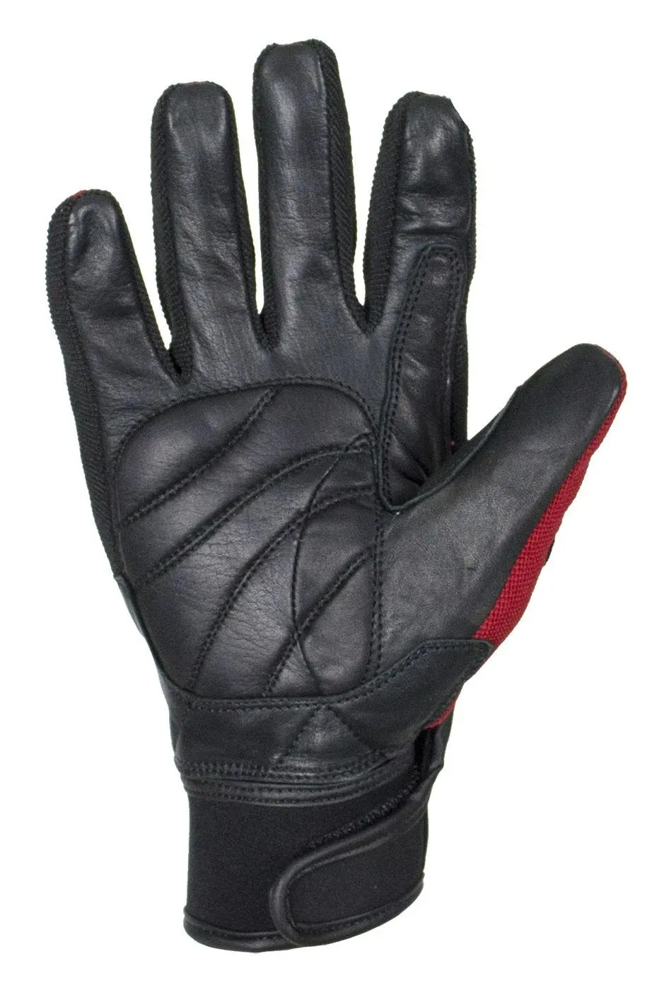 Red/Black Leather Motorcycle Gloves, GLZ108-RED-DL