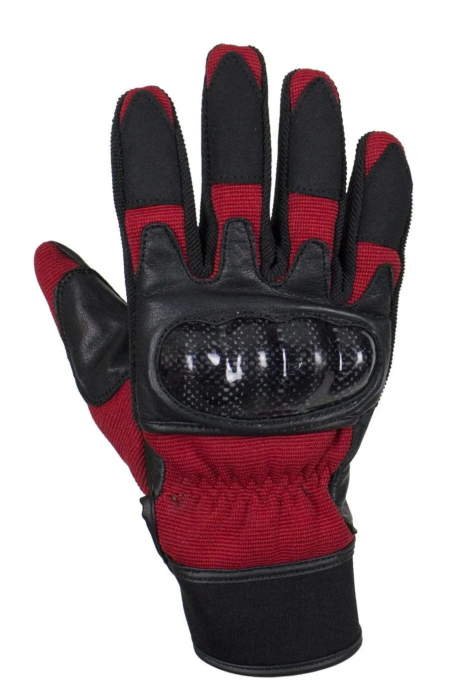 Red/Black Leather Motorcycle Gloves, GLZ108-RED-DL