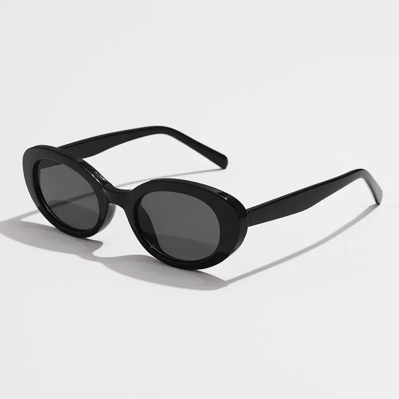 Retro Vintage Oval Sunglasses Women Men Brand Designer Sun Glasses Female Fishing Black Frame Lens Eyewear Driving UV400