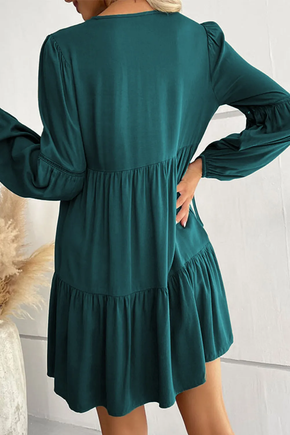 Ruffle Tiered Puff Sleeve Dress