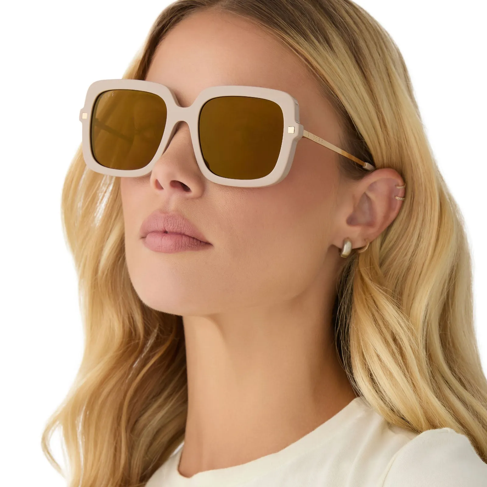 SANDRA - ALMOND   BROWN GOLD FLASH SUNGLASSES