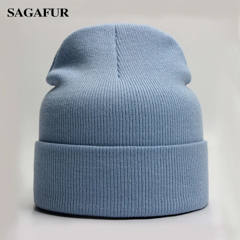 Solid Unisex Beanie Autumn Winter Wool Blends Soft Warm Knitted Cap Men Women SkullCap Hats Gorro Ski Caps 24 Colors Beanies