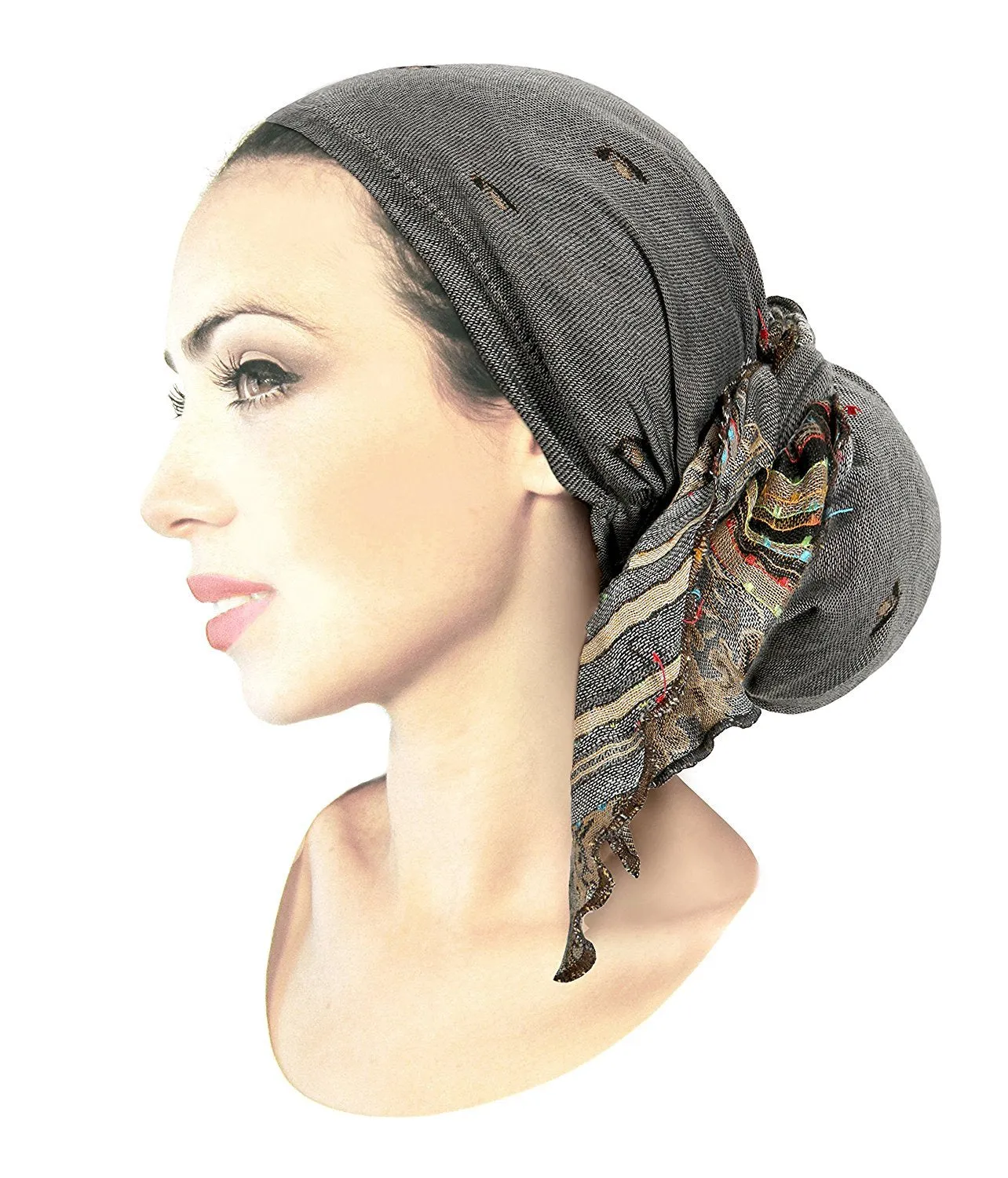 The Perfect Voluminous Hair Bun for Wig, Tichel, Hair Snood, Head-scarf Headcovering Turban ShariRose: (Large Black - 089)