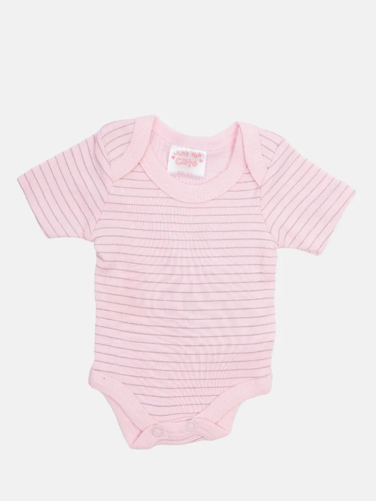 Tiny Baby Girl Striped 4 piece set - Baby Pink