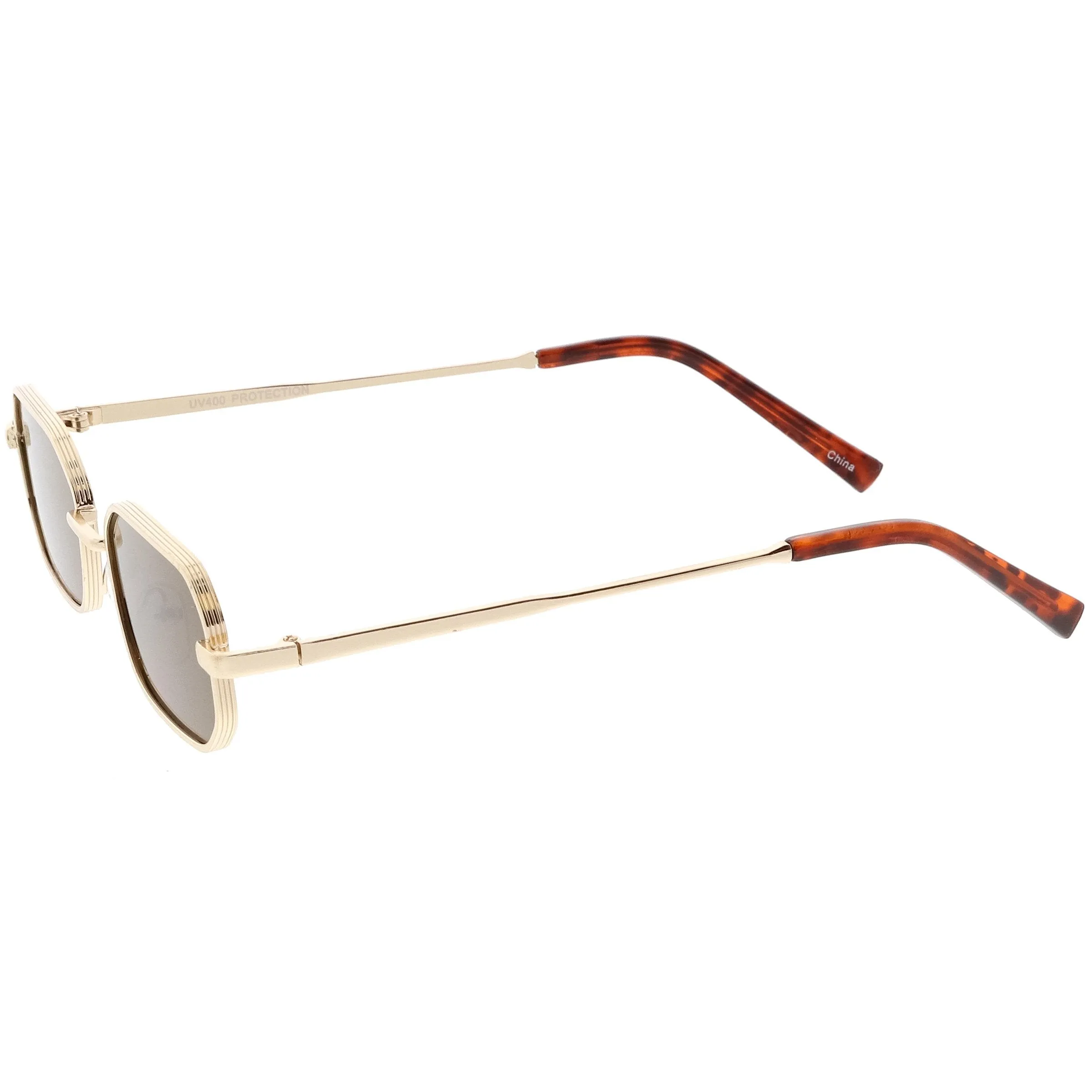 Trending Dapper Small Retro Geometric Slim Metal Sunglasses C596