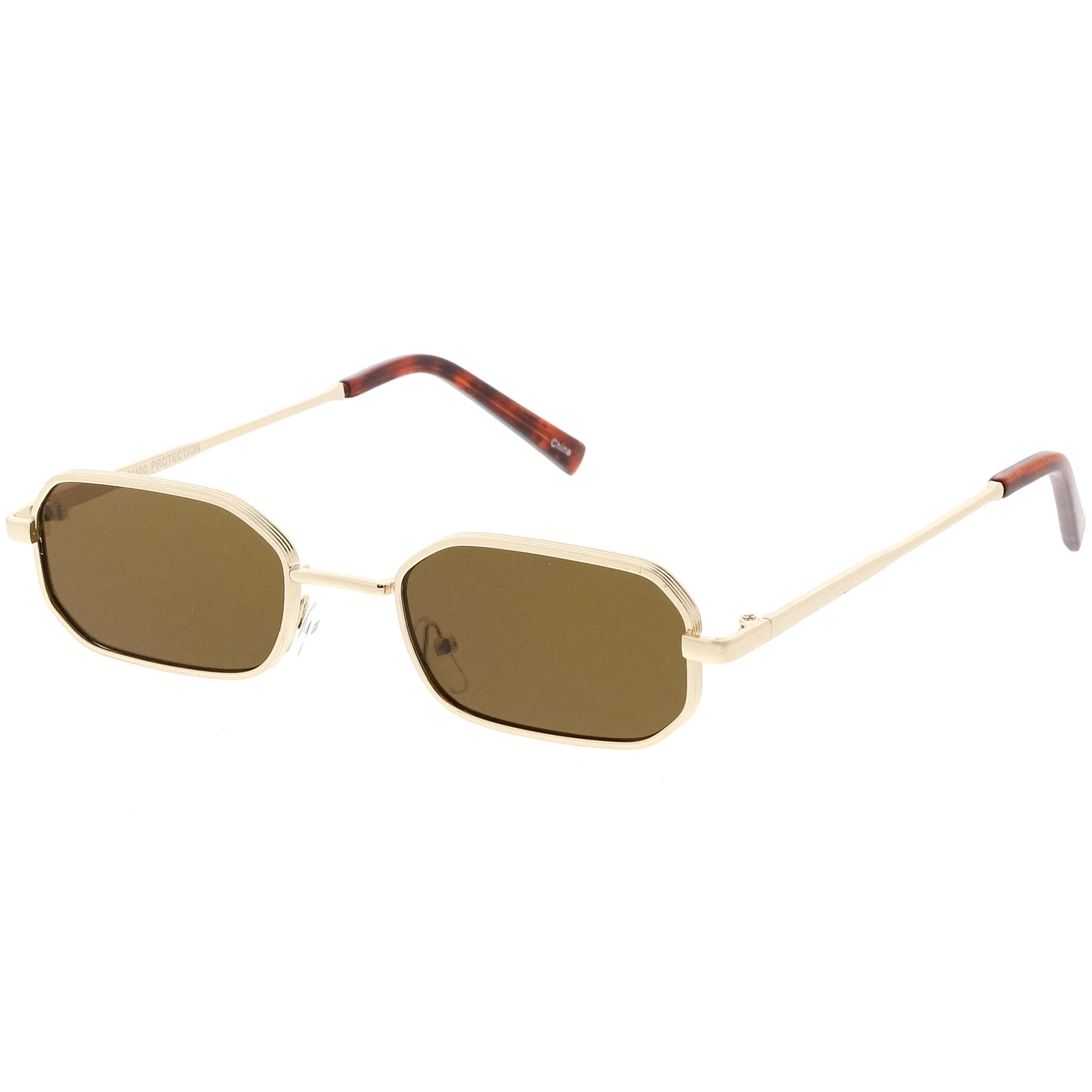 Trending Dapper Small Retro Geometric Slim Metal Sunglasses C596