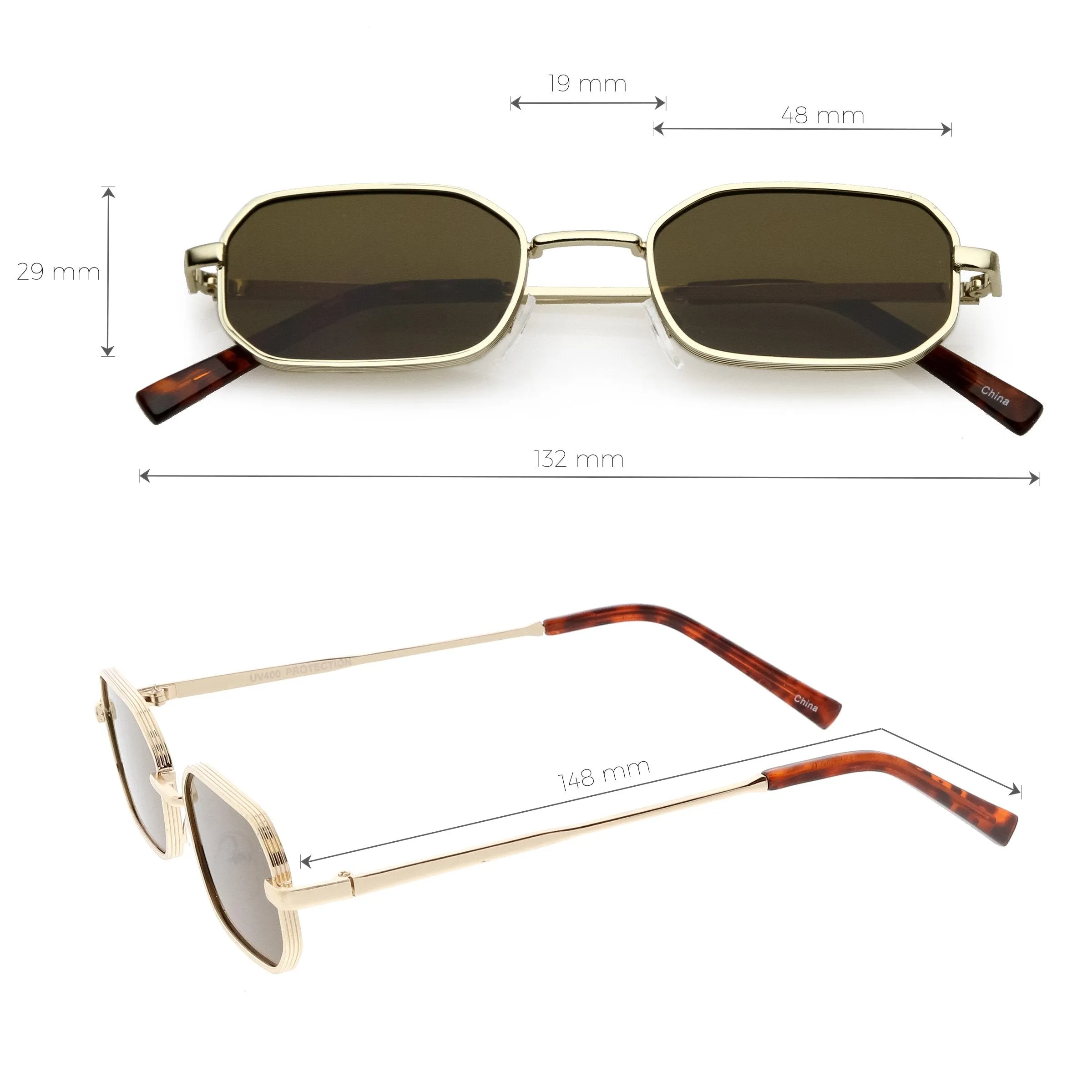 Trending Dapper Small Retro Geometric Slim Metal Sunglasses C596