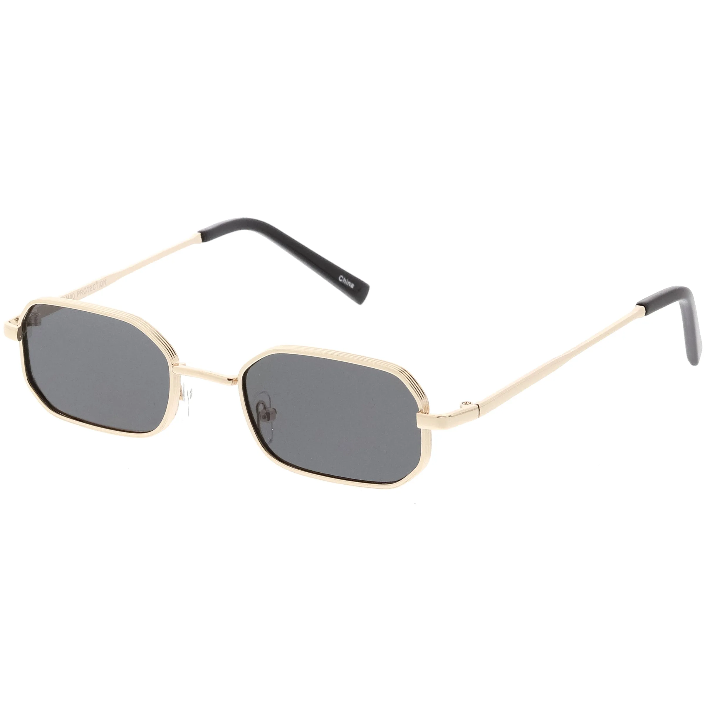 Trending Dapper Small Retro Geometric Slim Metal Sunglasses C596