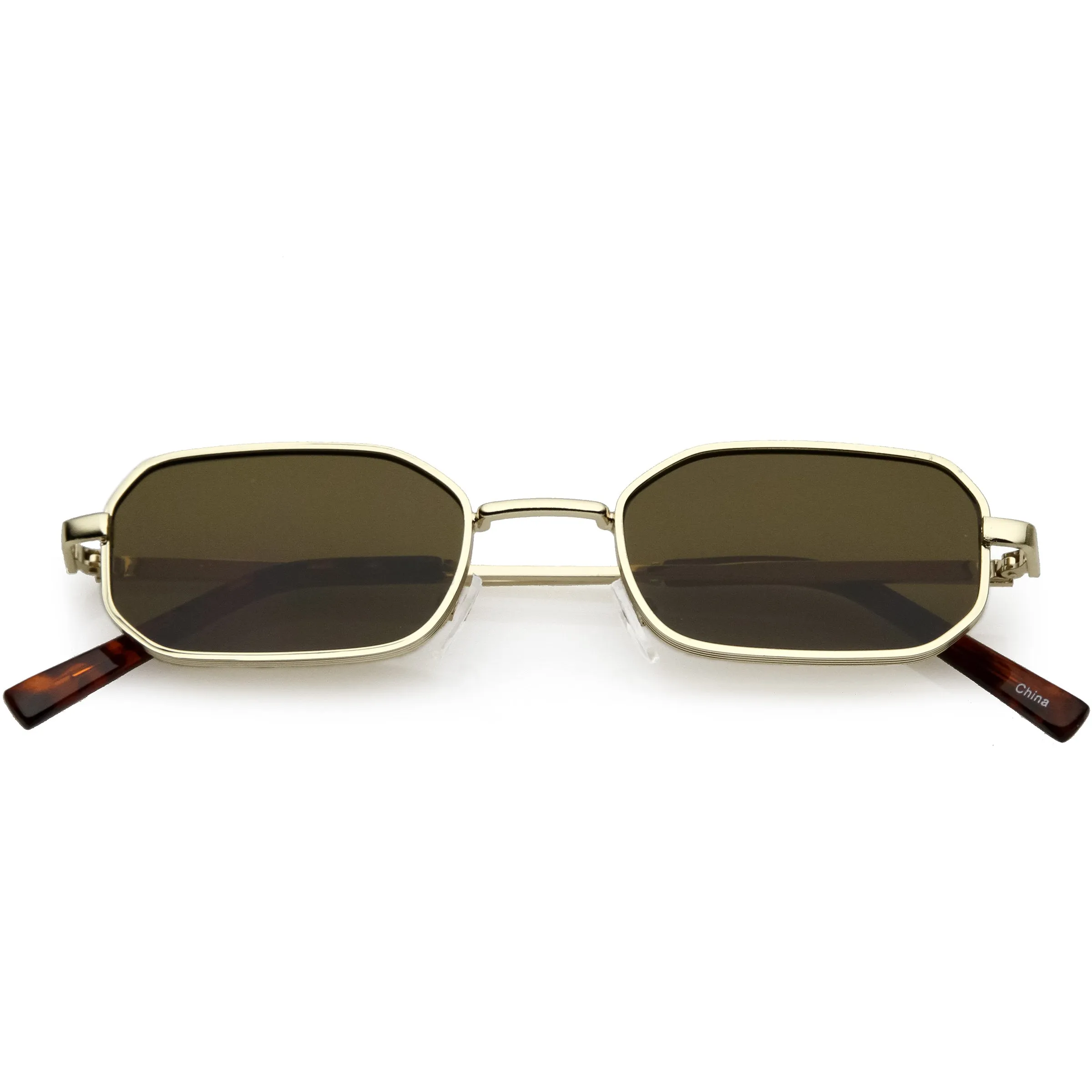 Trending Dapper Small Retro Geometric Slim Metal Sunglasses C596