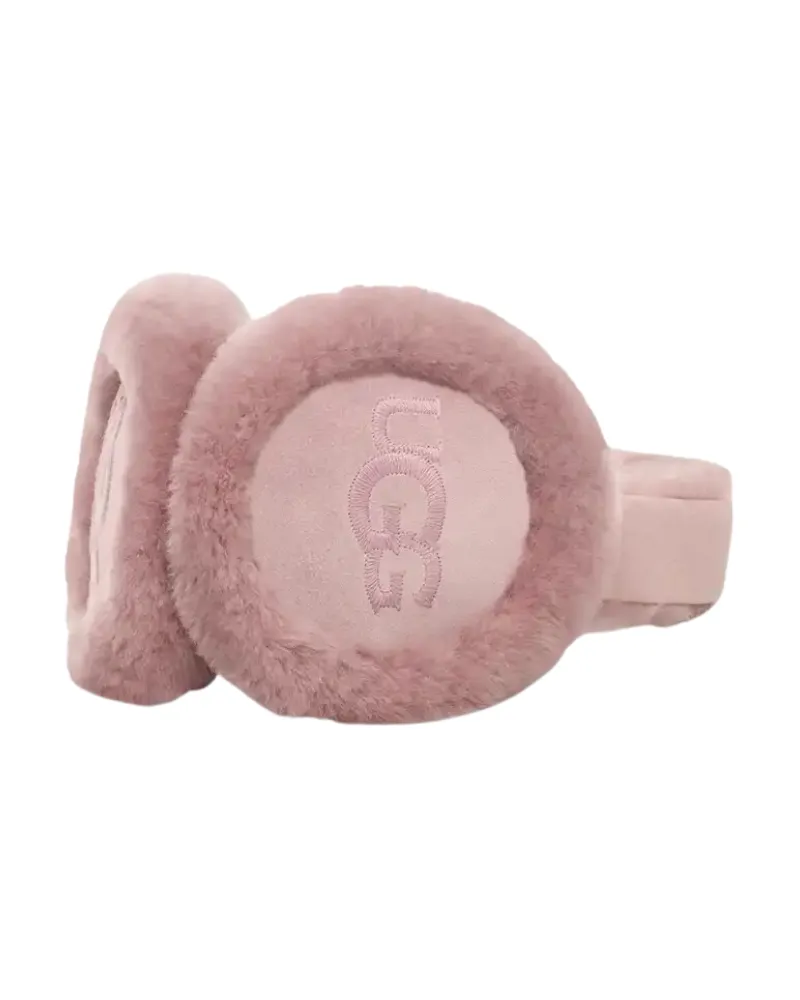 UGG Ashen Rose Embroidered Logo Sheepskin Earmuffs