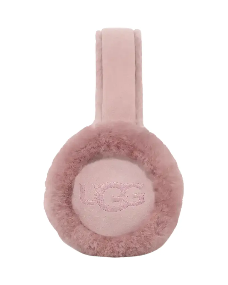 UGG Ashen Rose Embroidered Logo Sheepskin Earmuffs