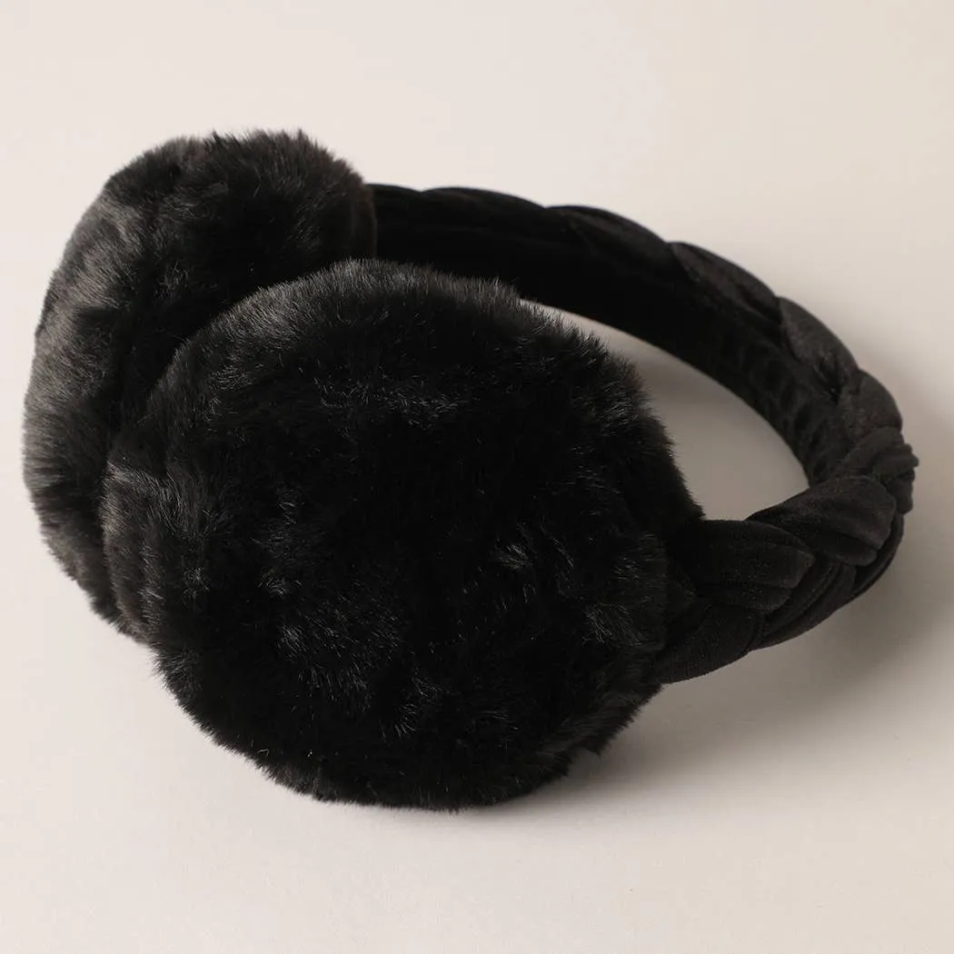 Velvet Braided Faux Fur Fuzzy Earmuffs