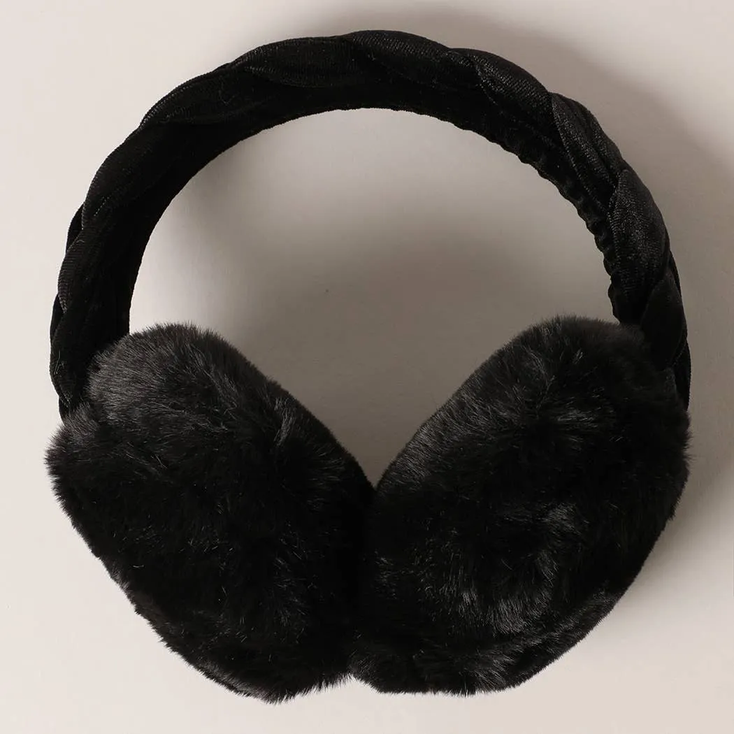 Velvet Braided Faux Fur Fuzzy Earmuffs