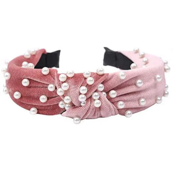 Velvet Pearl Top Knot Headband