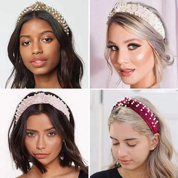 Velvet Pearl Top Knot Headband