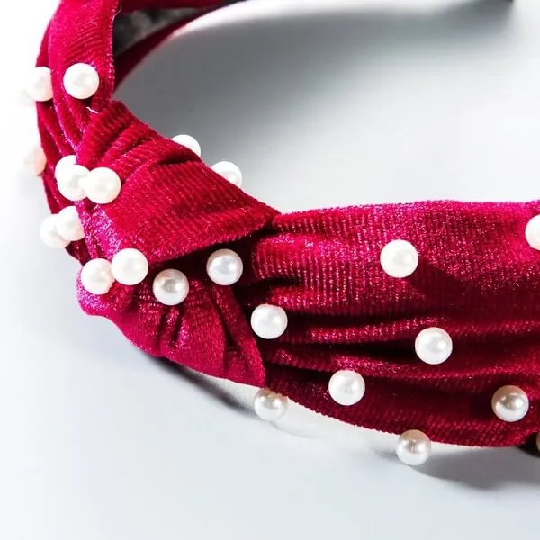 Velvet Pearl Top Knot Headband