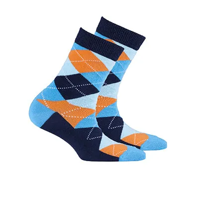 Vibrant Sky Argyle Kids Crew Socks