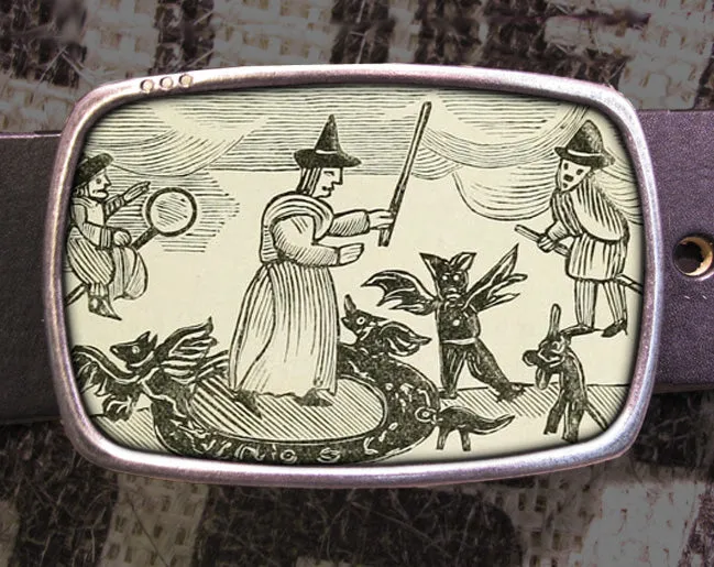 Vintage Witch Block Print Belt Buckle - Demon Snakes - Halloween Witchcraft Gift - Black Magic