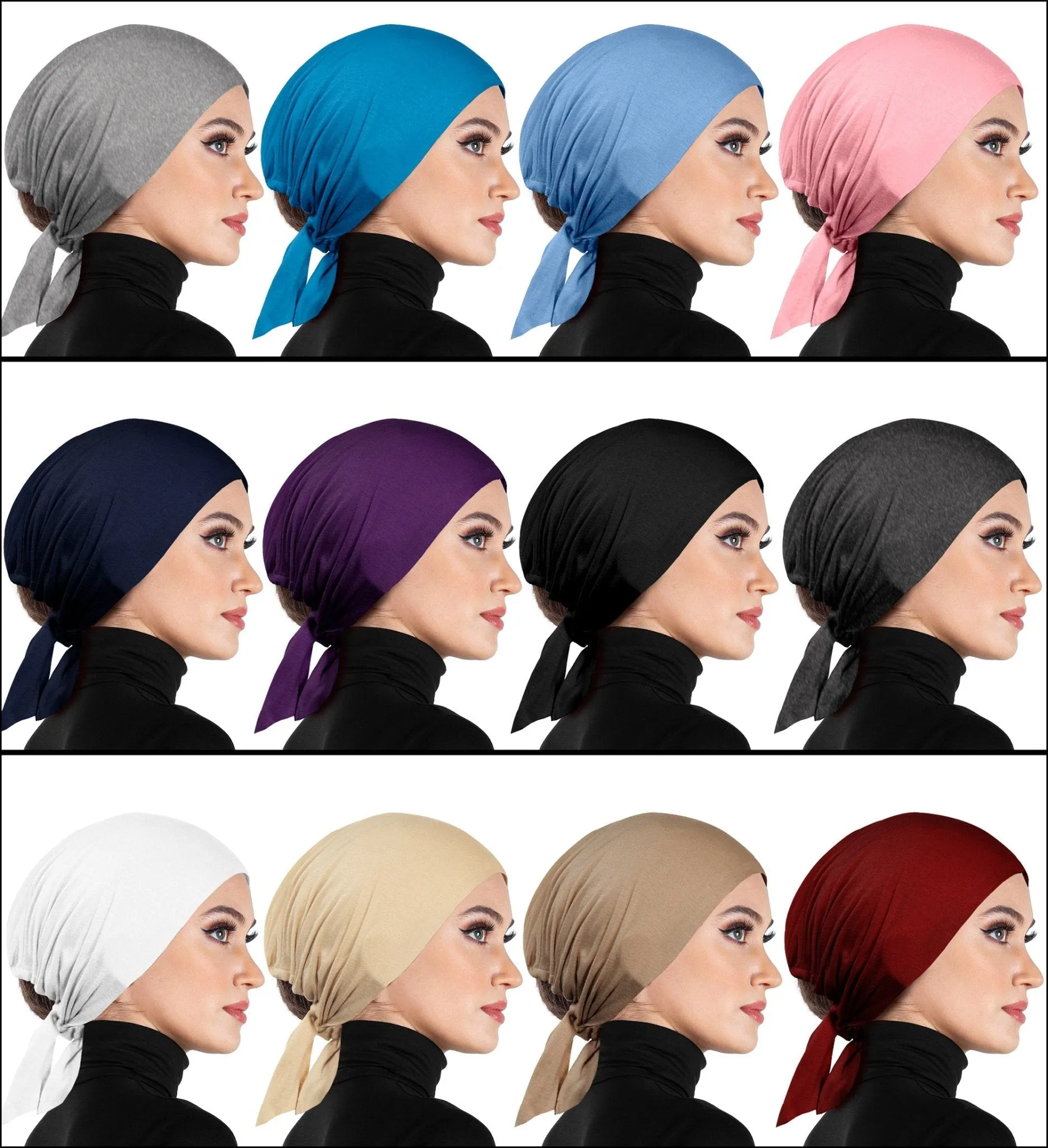 Wholesale Cotton Bonnet Hijab Caps with ties one Dozen