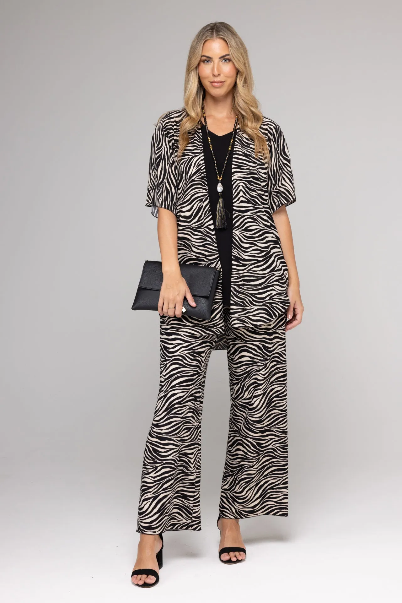 Zebra Wide Leg Jersey Palazzo Pants